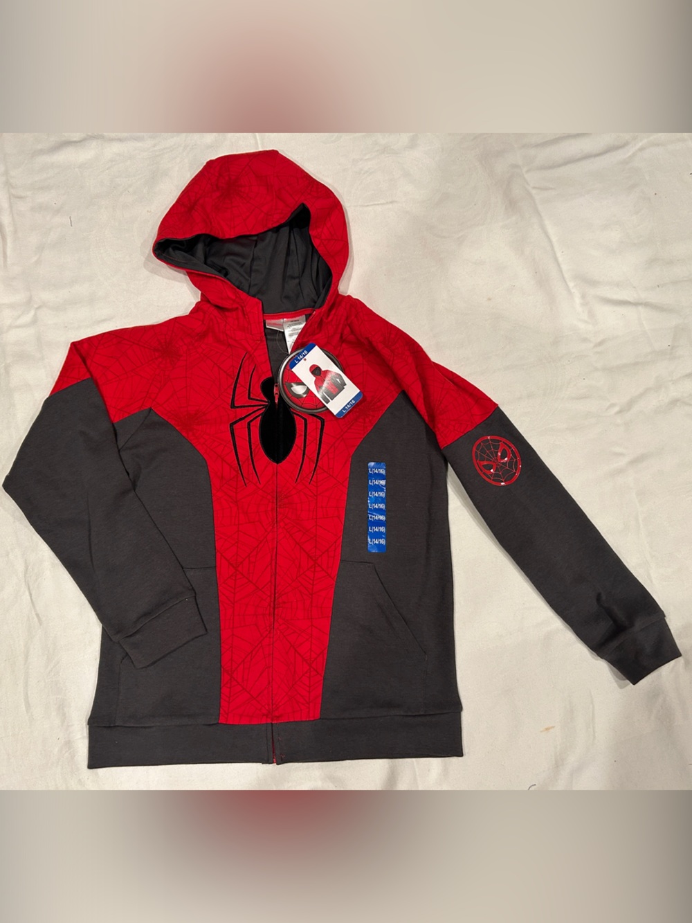 Spiderman Red and Black Hooded Zip-Up Sweatshirt for Kids